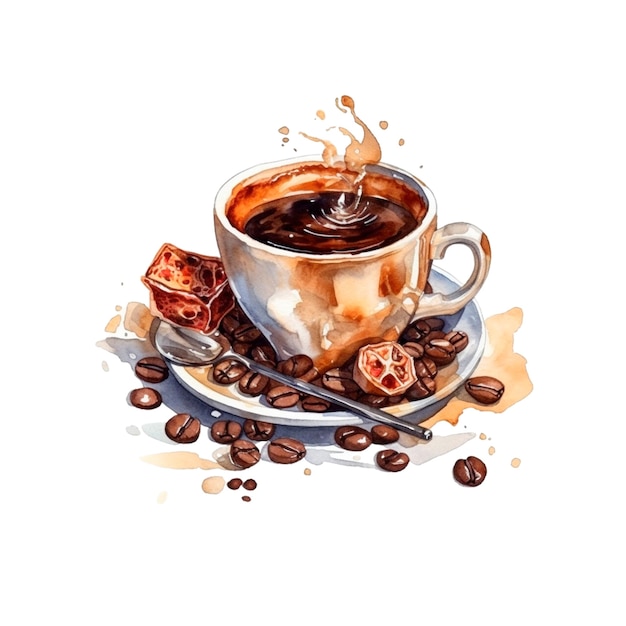 Tasse Kaffee mit Schokolade Tasse Schokolade mit Croissant Tasse Kaffee mit Dessert Kaffee de