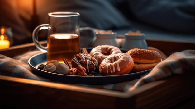 Tasse Kaffee und Donuts Illustration AI GenerativexA