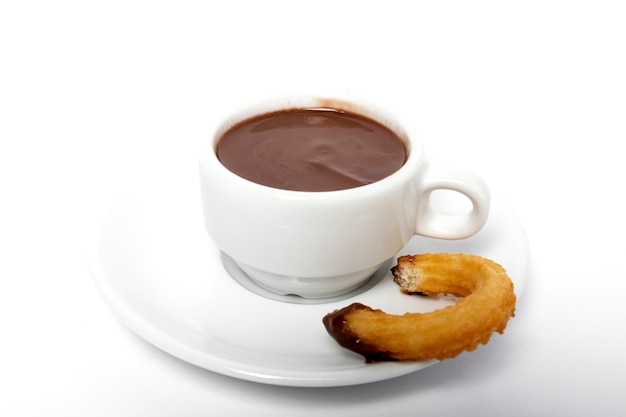 Tasse Schokoladensauce mit Churros