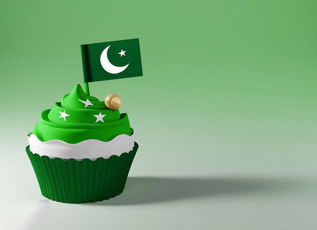 Tassenkuchen mit pakistanischer Flagge