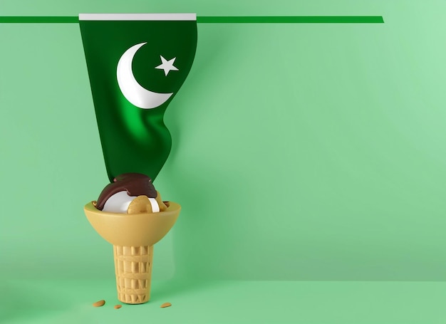 Foto tassenkuchen mit pakistanischer flagge