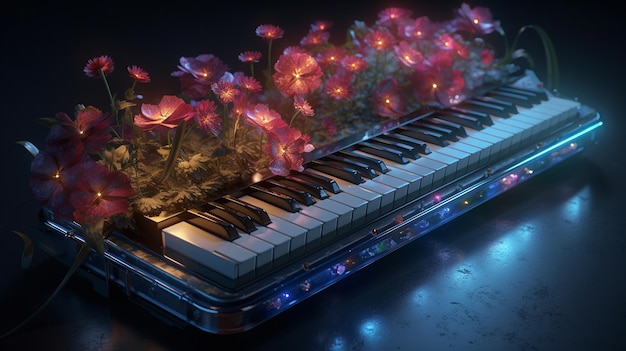 Tastatur, aus der Blumen wachsen Generative KI