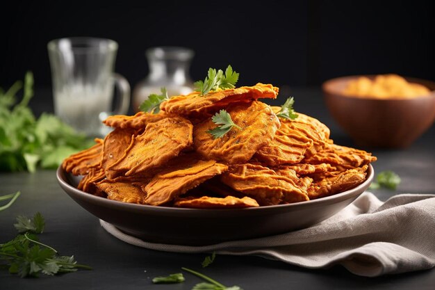 Tasty Sweet Potato Pakoras Em fundo branco o melhor da fotografia de Pakora indiana