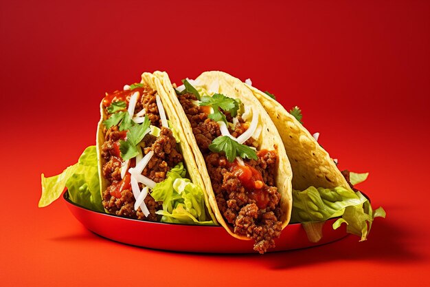 Tasty taco em fundo vermelho