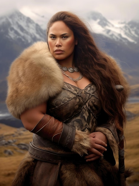 Tatarisch-mongolische Kriegerin mit Tätowierung