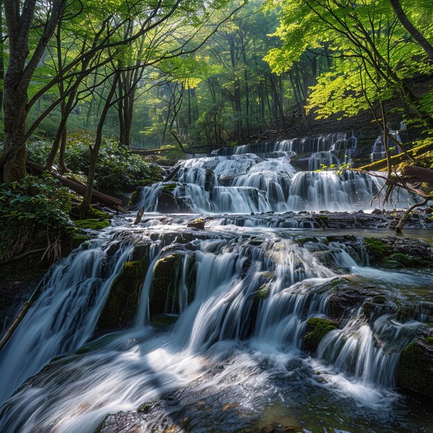 Foto tatsuzawa fudotaki cachoeira na primavera japão prefeitura de fukushima inawashiro fukushima