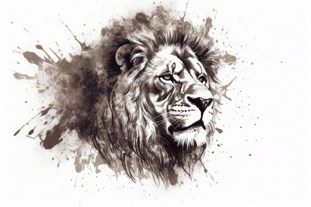 Tattoo-Design-Illustration eines Löwenkopfes Generative KI