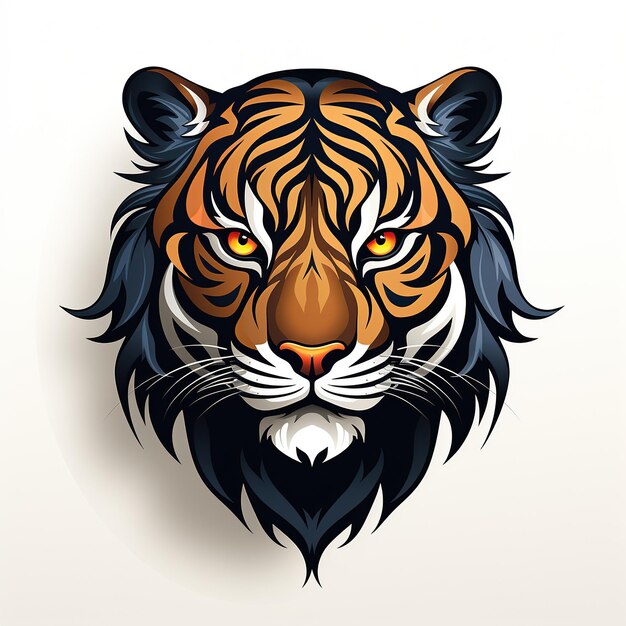 tatuagem com rosto de tigre em fundo branco isolado