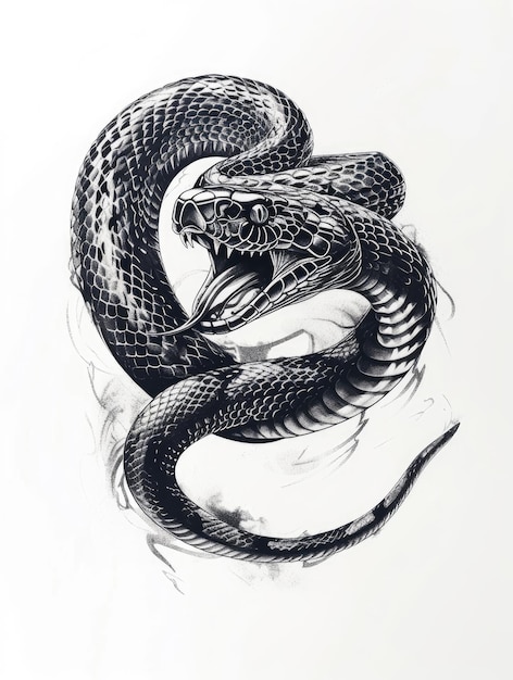 Tatuagem de cobra sobre um fundo branco