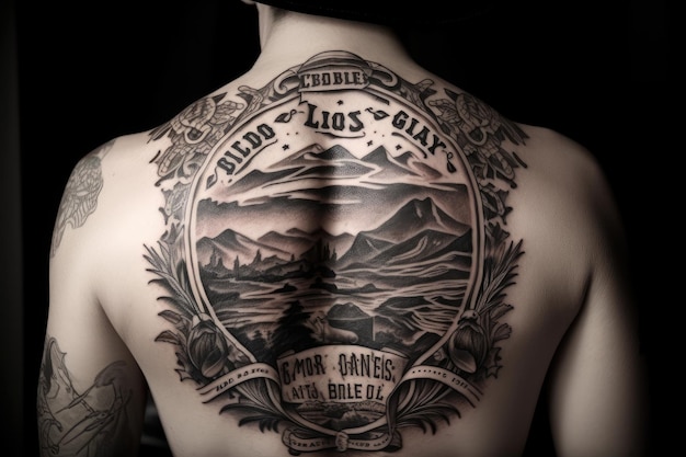 Tatuagem de cowboy tradicional com fonte clássica e tinta preta