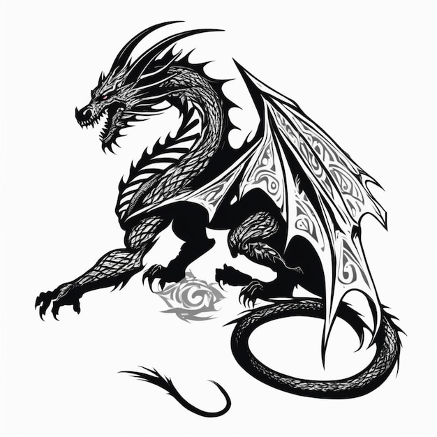 Foto tatuagem de dragão tribal