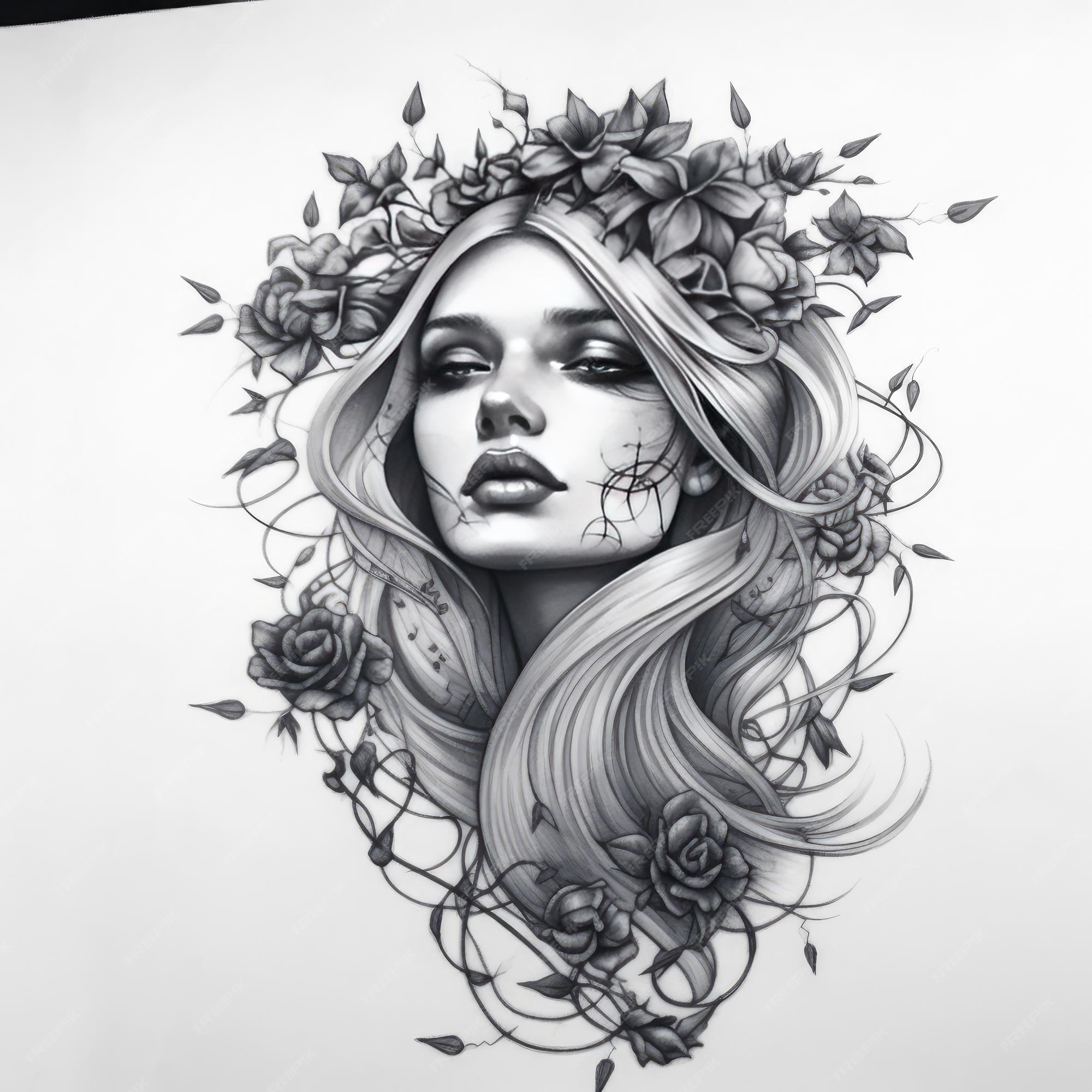 Tattoo rainha  Tattoos, Portrait tattoo, Line art vector