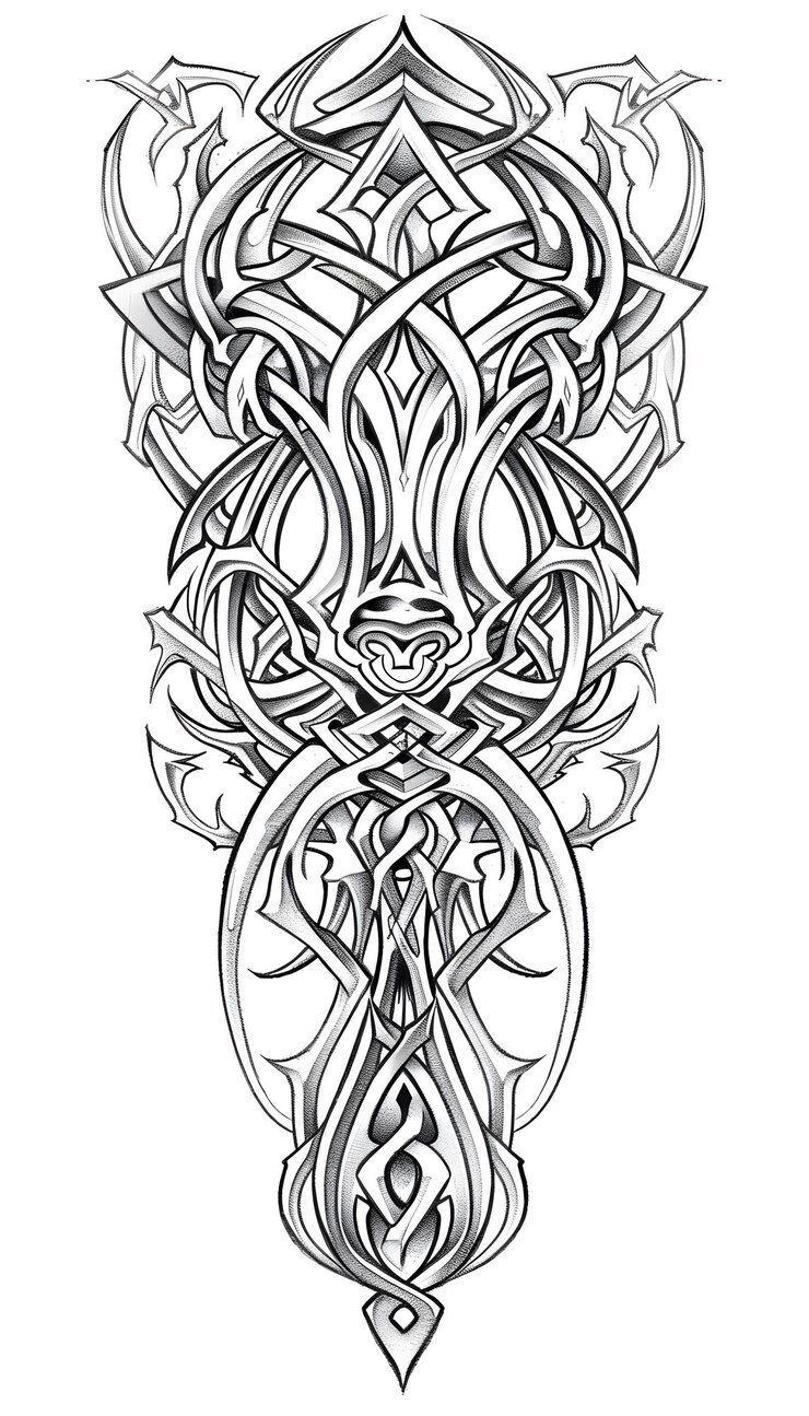 Foto tatuagem tribal celta ilustração em preto e branco