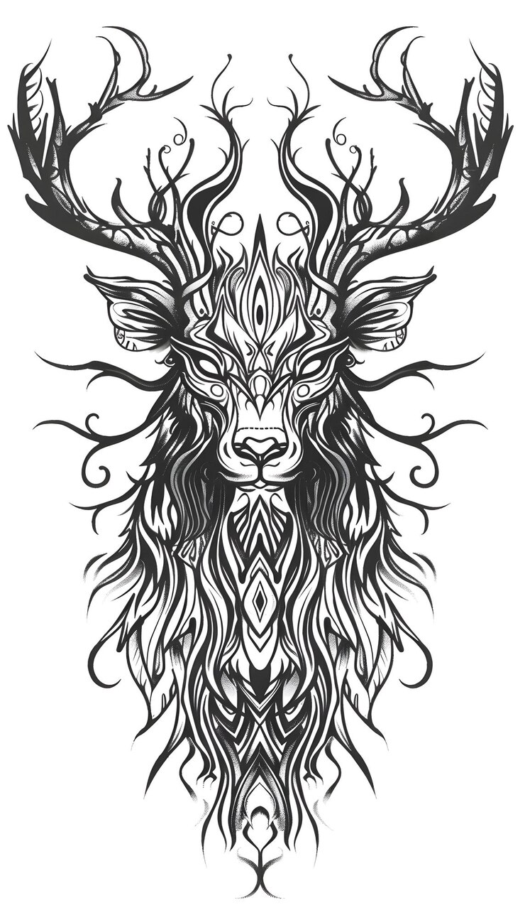 Foto tatuagem tribal wendigo ilustração em preto e branco