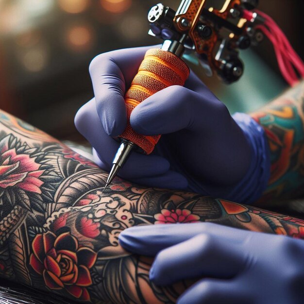 Tatuagens num salão de tatuagens o trabalho de um mestre