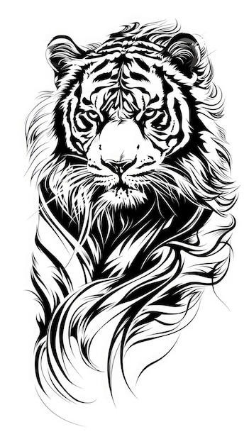 Tatuaje flash de tigre generado por la IA Imagen