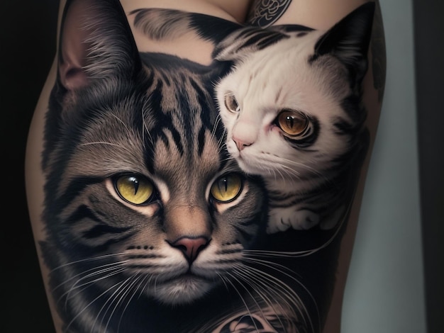 Un tatuaje de gato en el brazo de una mujer