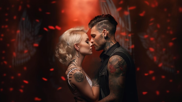 Tatuaje de pareja de romance oscuro