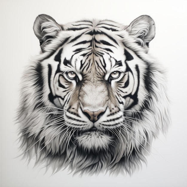 Tatuaje de retrato de tigre hiperrealista con alto contraste