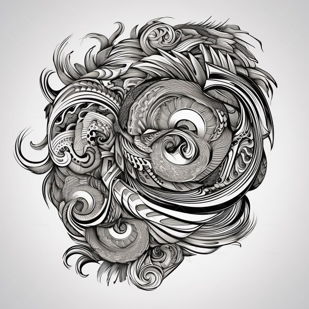 Tatuaje surrealista con formas geométricas y trazos diversos Generado por GI