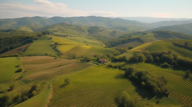 Tauchen Sie ein in die zeitlose Schönheit der toskanischen Landschaft, während Sie durch sanfte Hügel und Weinberge fahren. Generiert von KI