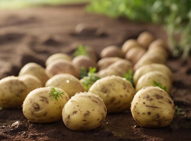 Foto tauchen sie in den knusprigen, sauberen geschmack der bio-kartoffeln ein, die ai erzeugt.