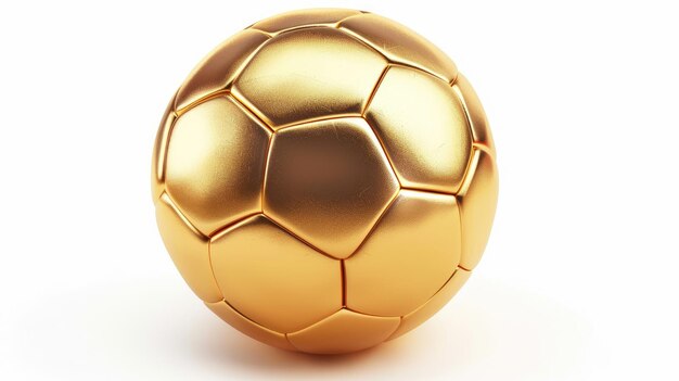 Foto tauchen sie in die eleganz eines 3d-realistischen goldenen fußballs auf einem weißen hintergrund ein