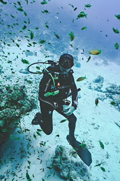 Taucher im Roten Meer Dahab Ägypten