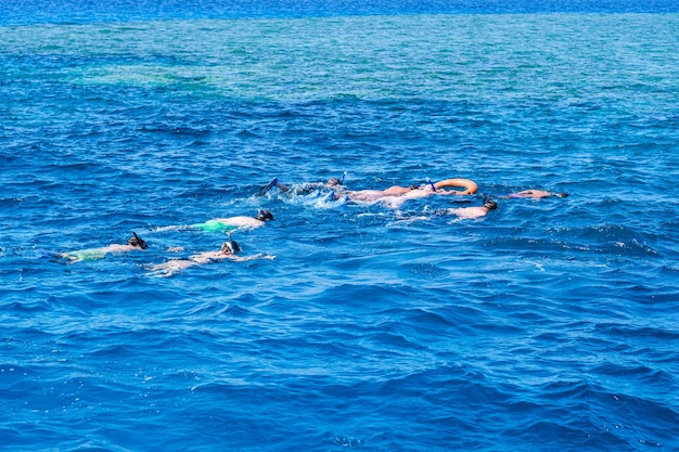 Taucher vor dem Tauchen eine Tauchstunde im offenen Wasser