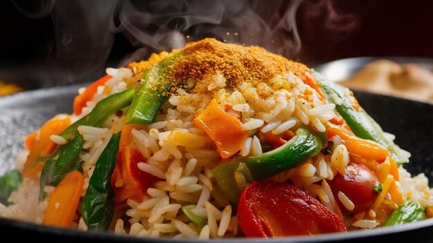 Foto tawa pulao o pulav o pilaf o pilau es una comida callejera india hecha con verduras de arroz basmati