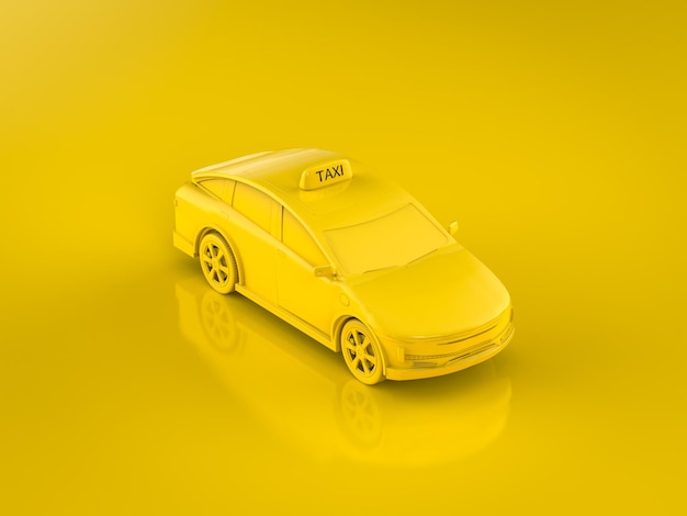 Táxi amarelo ev ou táxi de veículo elétrico em fundo amarelo