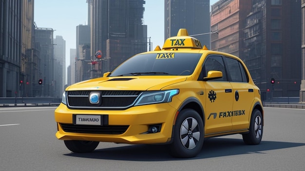 Taxi in einer futuristischen Metaverse-Cyber-Science-Fiction-Stadt