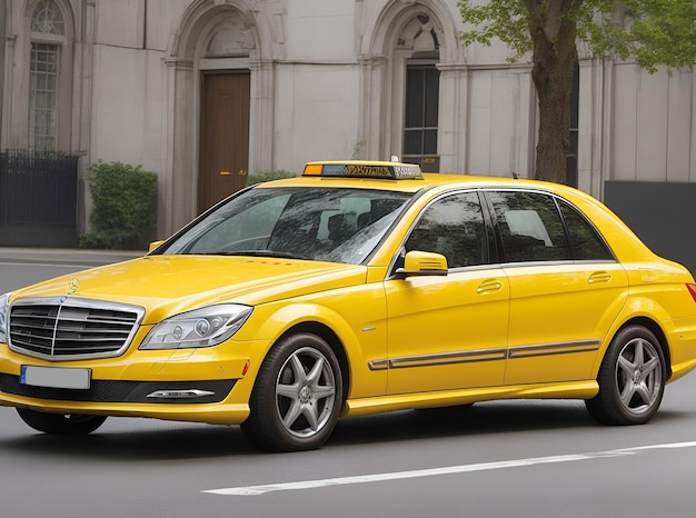 Foto taxi mercedes benz estacionado en el lado de la carretera