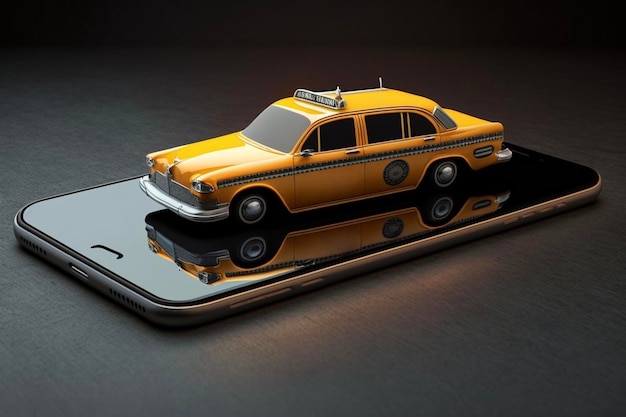 Táxi parado na tela do smartphone