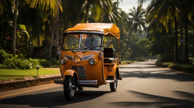 Táxi vintage tuk tuk na estrada no Sri Lanka