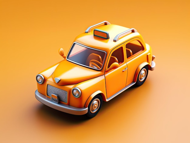 Taxiauto-App-Symbol im 3D-Stil für Game-Design-Logo-Grafik Generative KI