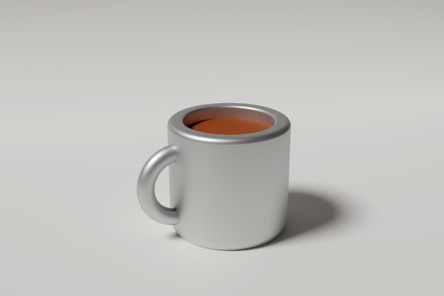 taza de acero inoxidable en diseño de renderizado 3d.