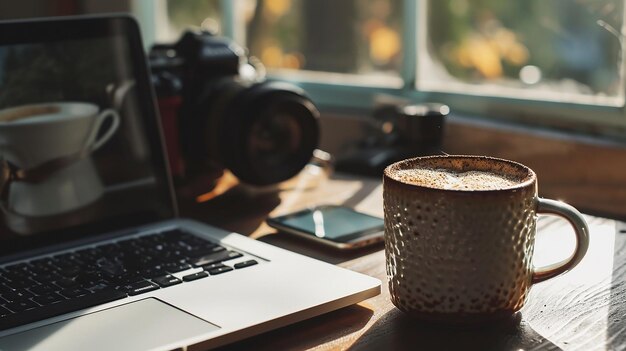 Taza acogedora con cafeína para ordenador portátil Serenity