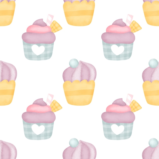 Taza de acuarela pastel de patrones sin fisuras