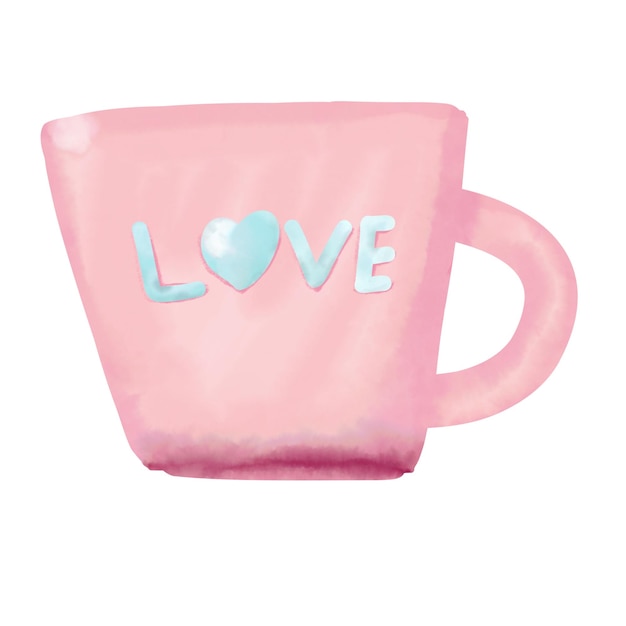 Una taza de acuarela rosada