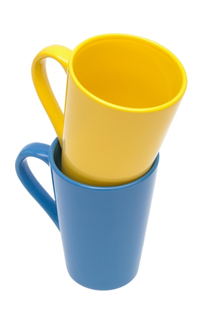 Taza amarilla y azul