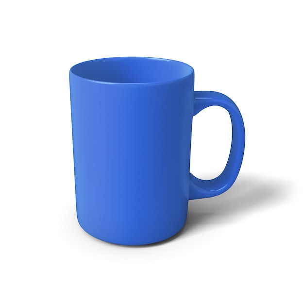 Foto taza azul de la ilustración 3d aislada en blanco.