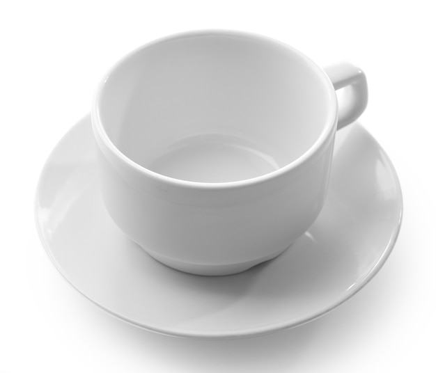 Foto taza blanca aislada en blanco
