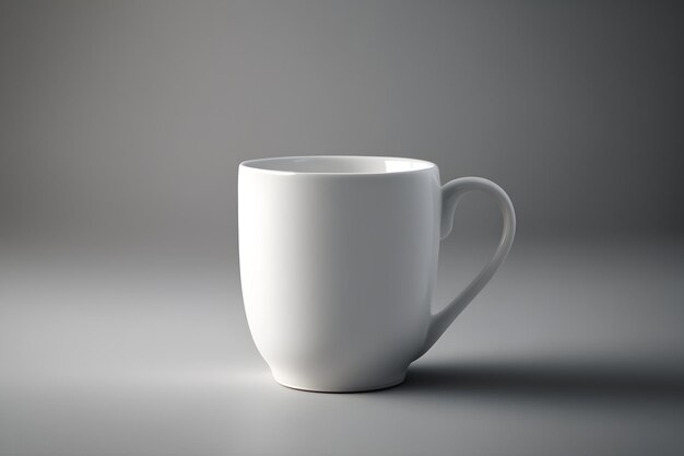 Una taza blanca con un asa que dice "café".