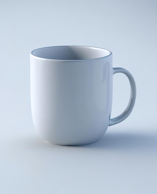 Una taza blanca con un asa que dice "café".