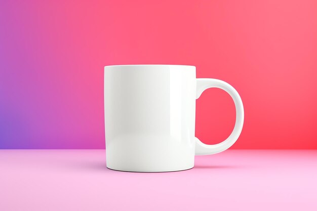 una taza blanca en blanco con mango arco iris de maqueta para el concepto de celebración para su publicidad o