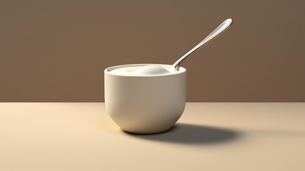 Una taza blanca con una cuchara dentro