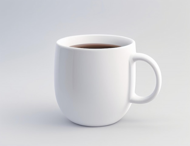 Foto una taza blanca con un líquido marrón en ella