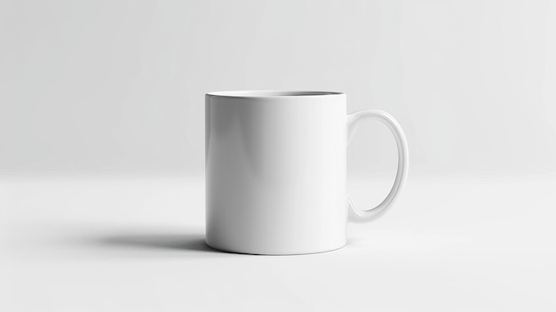 Taza blanca minimalista en una superficie lisa