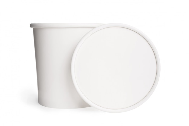 Taza blanca de papel en blanco